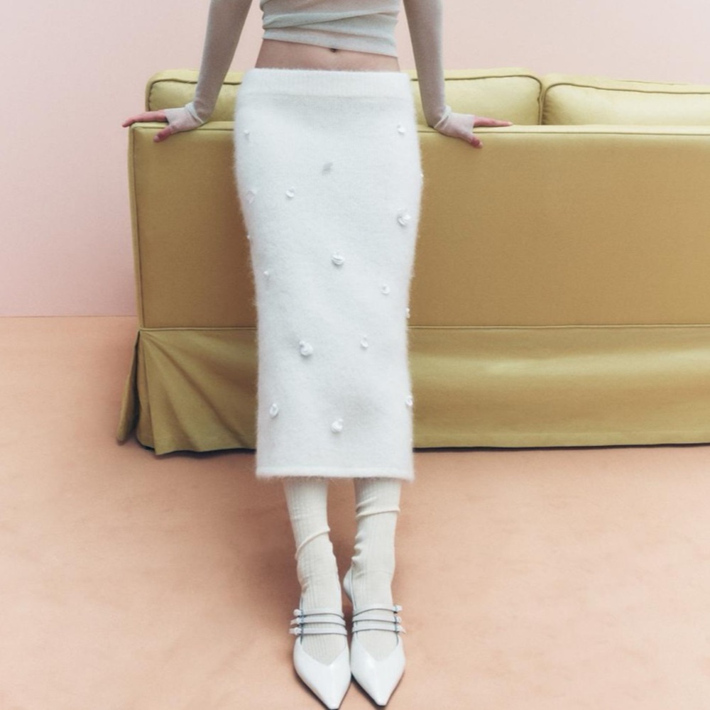 Sequin Alpaca Blend Skirt